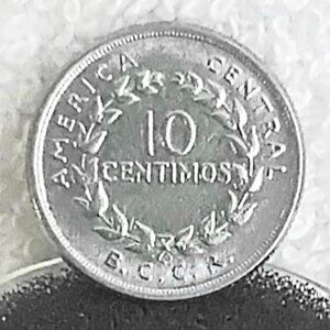 Circulated 1953 Costa Rica 10 Centimos B.C.C.R. Coin Made of Stainless Steel!!